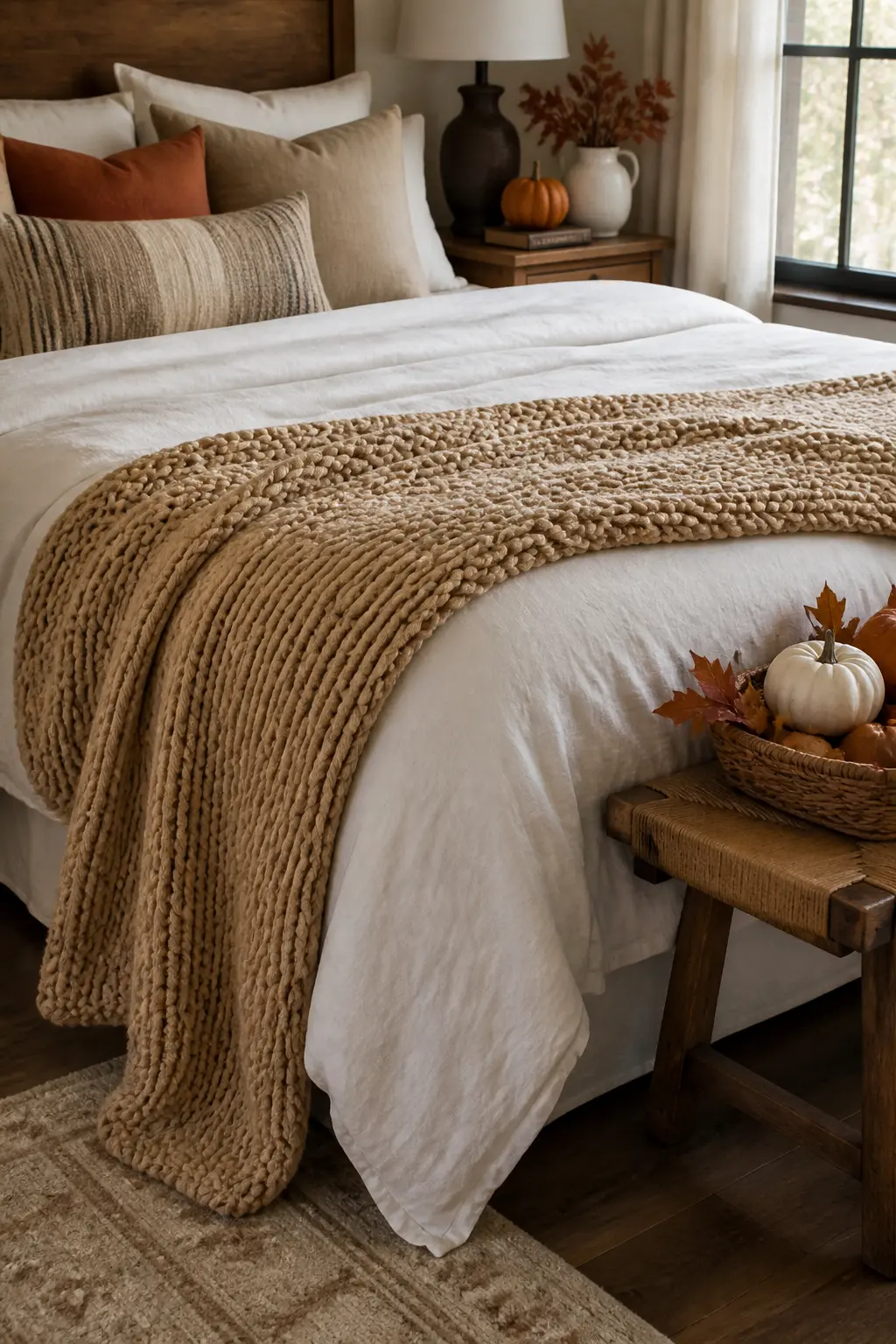 Knit Throw at the Foot of the Bed