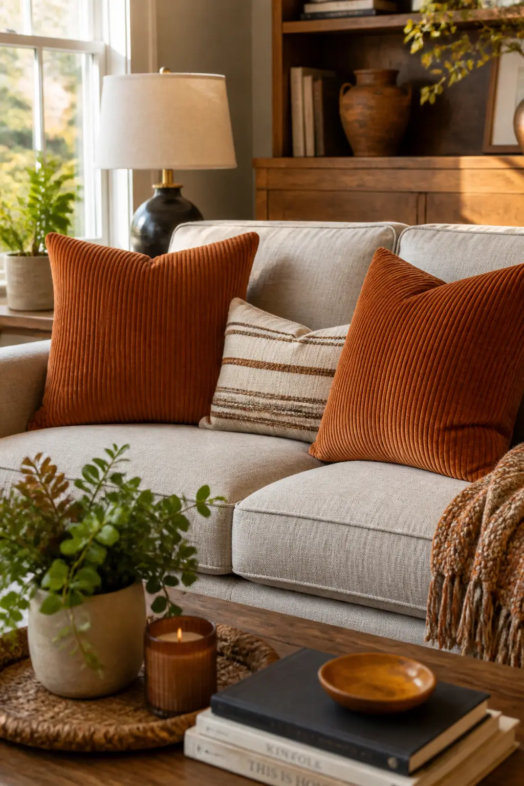 Rust Corduroy Pillow Covers