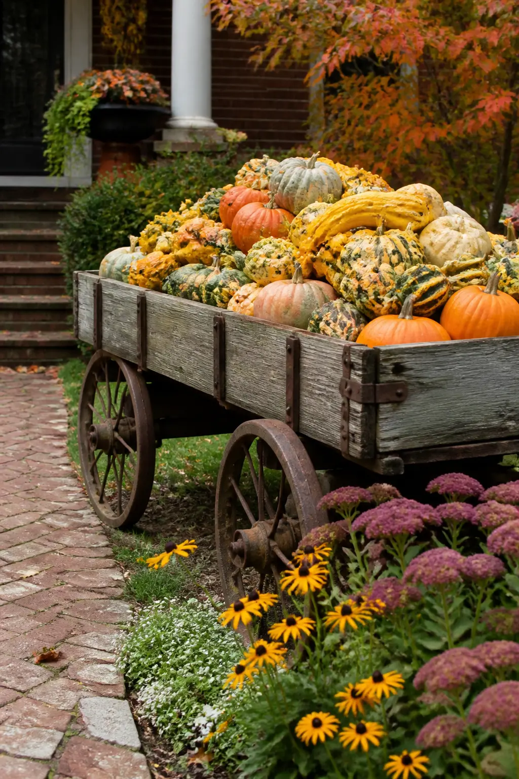 Wagon of Gourds on the Lawn