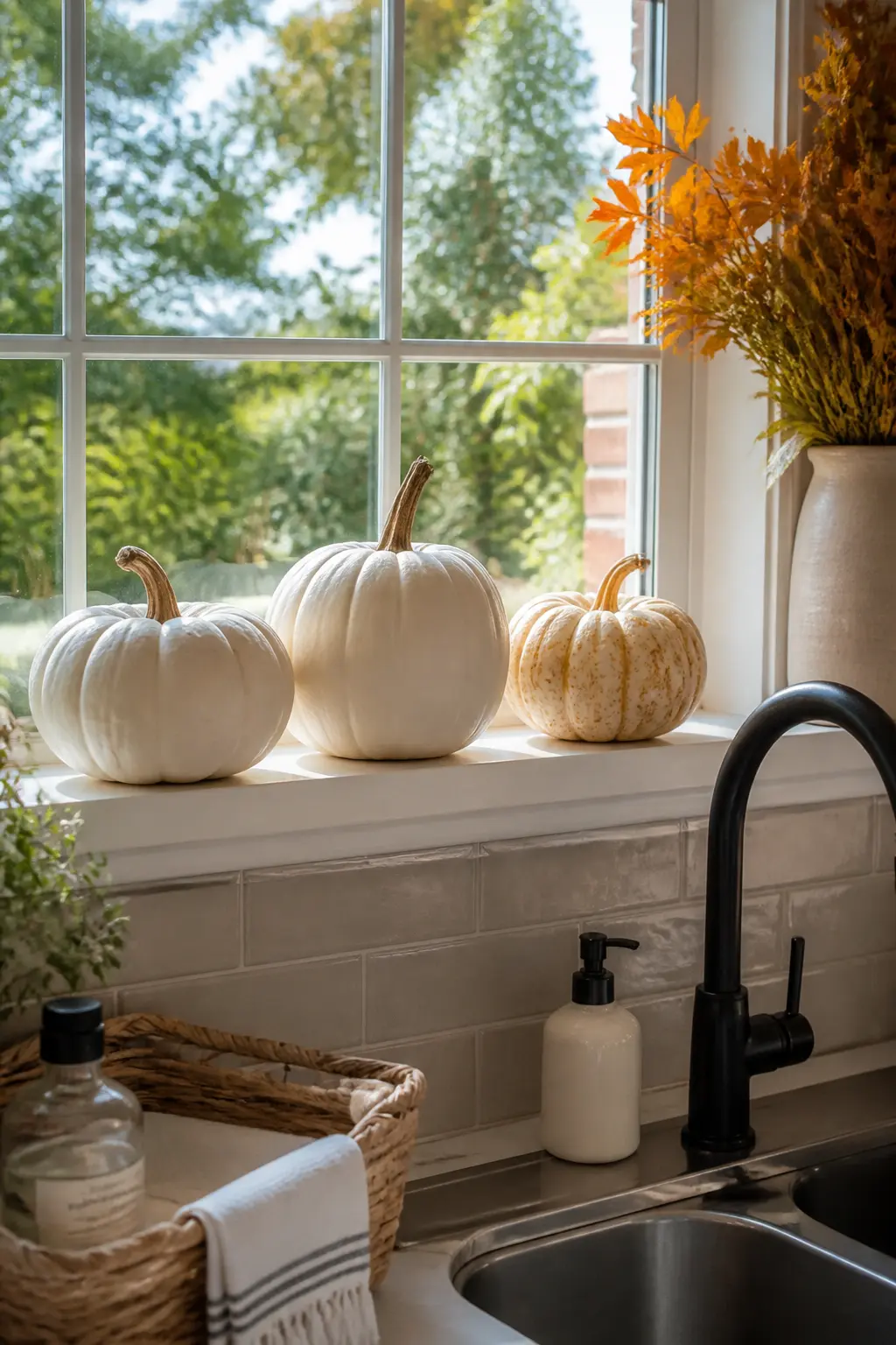 White Pumpkins on the Windowsill