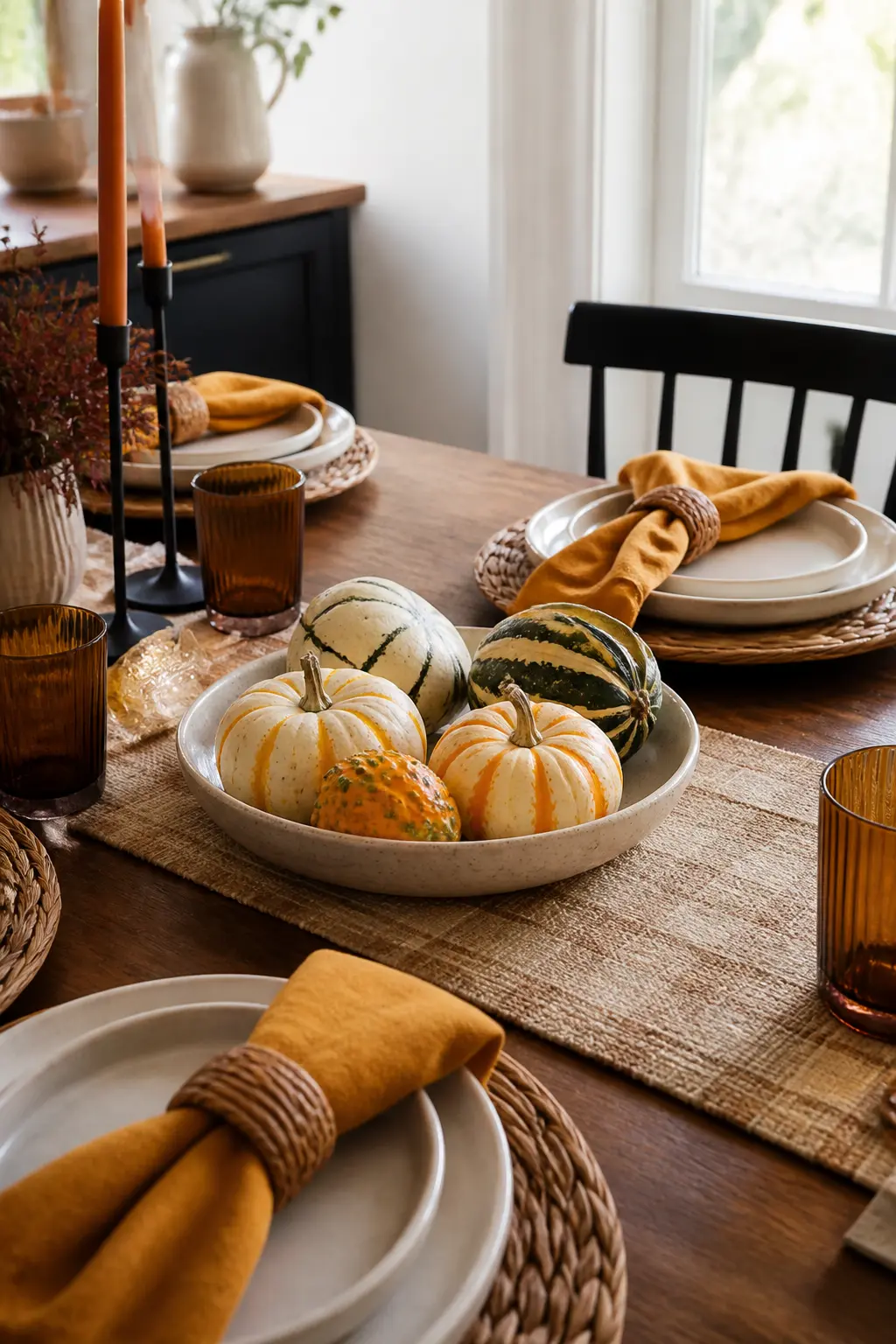 Low Bowl of Gourds That Slides Aside Easily
