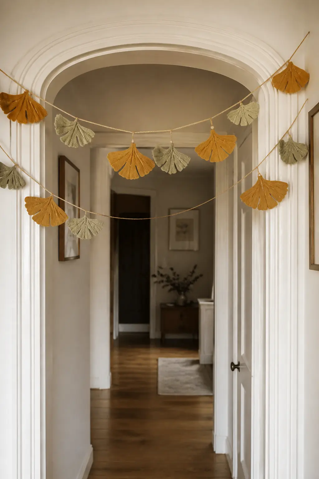 Oversized Ginkgo Leaf Drop — Ginkgo leaves have an unmistakable fan shape that stands out among the usual oak-and-maple lineup. Fall felt garland