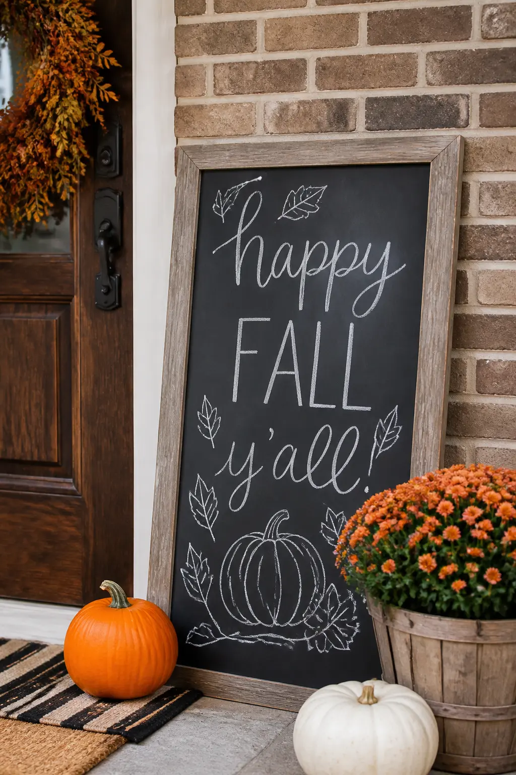 Chalkboard Sign Leaned Against the Wall by the Door