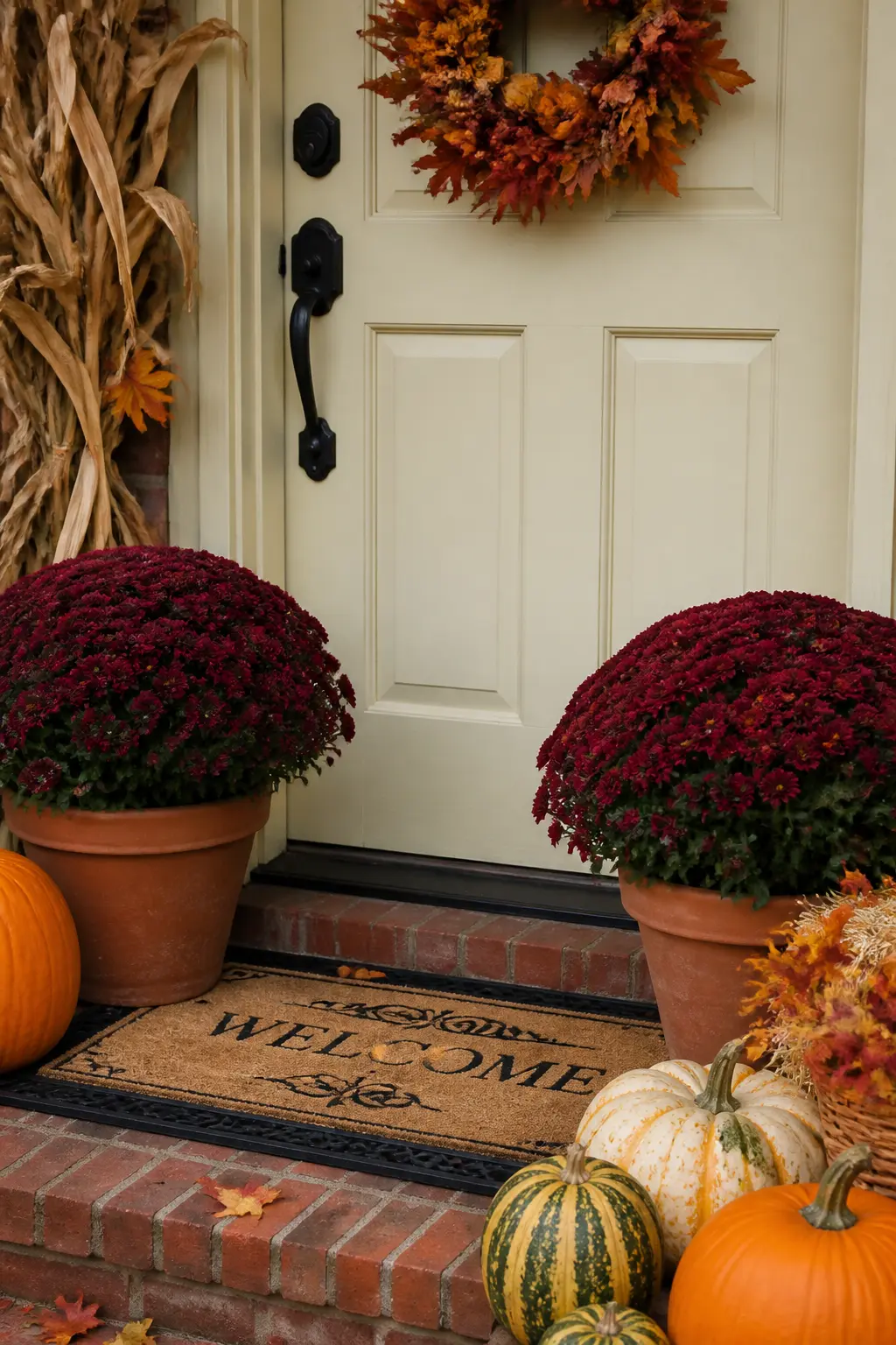 Deep Burgundy Mums Instead of the Standard Bright Yellow