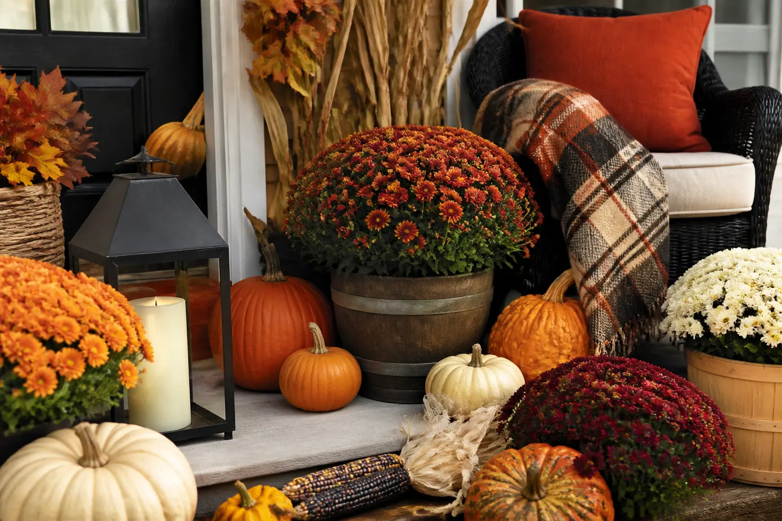 30 Fall Front Porch Decor Ideas Built Around the Front Door