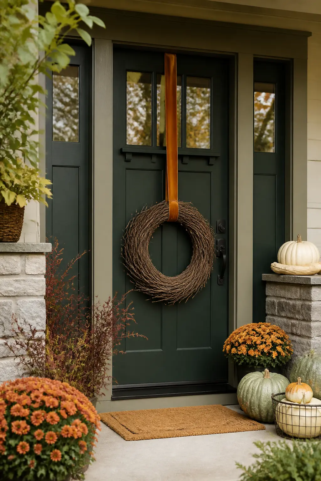Wreath Hung on a Ribbon So It Sits Lower