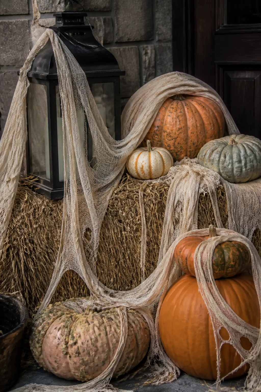 Drape Torn Muslin over the Existing Porch Arrangement