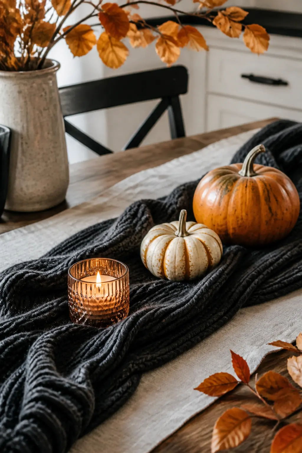 Lay a Dark Scarf over the Existing Table Runner