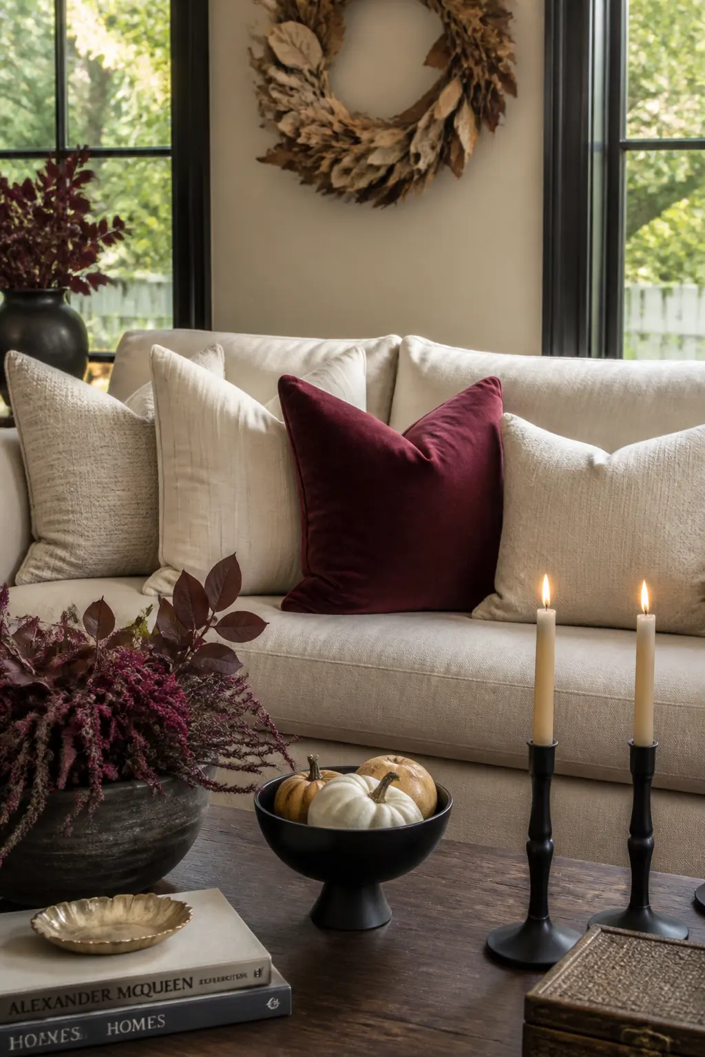 Swap One Cushion Cover to Deep Wine