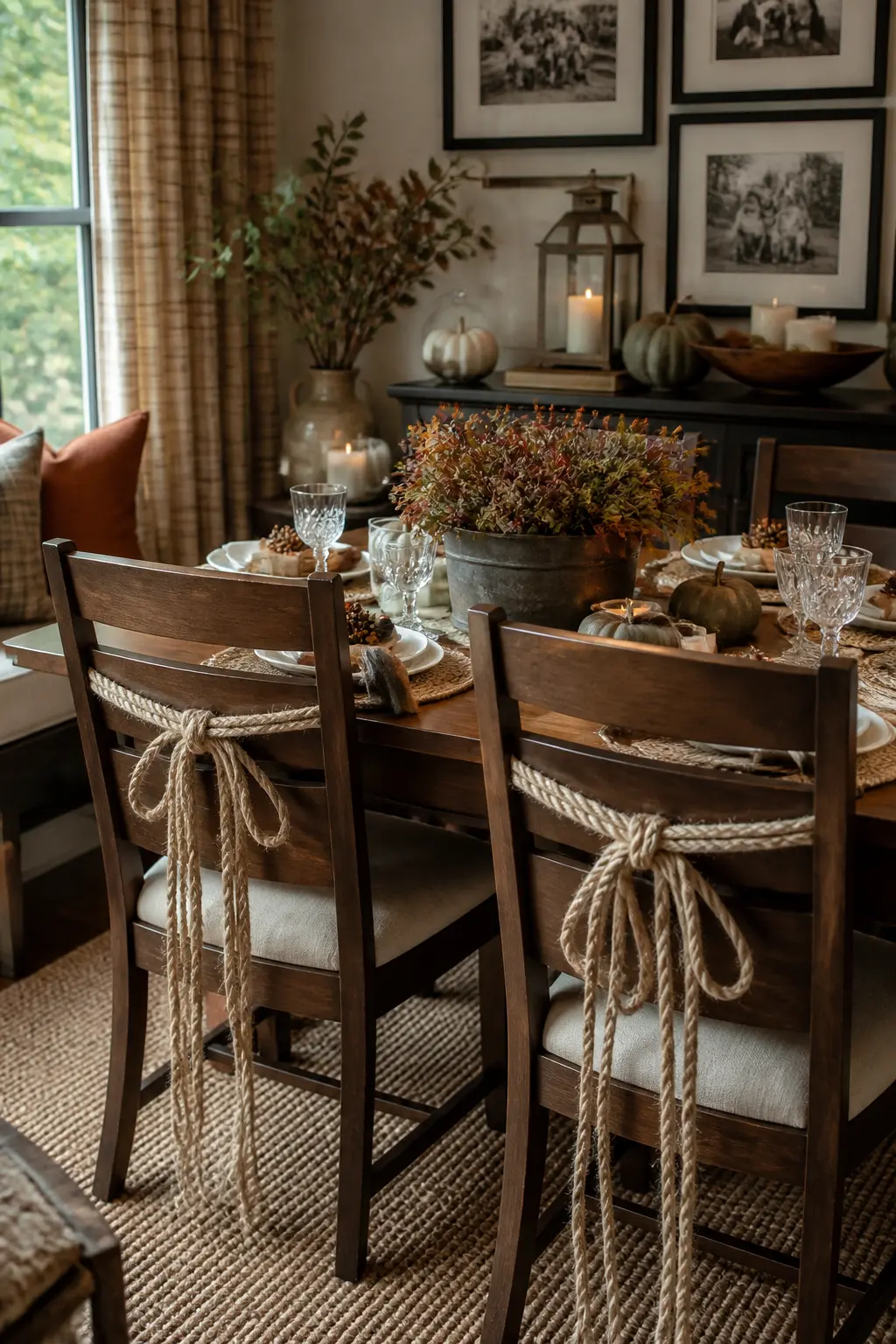 Chairs Tied with Jute at the Back