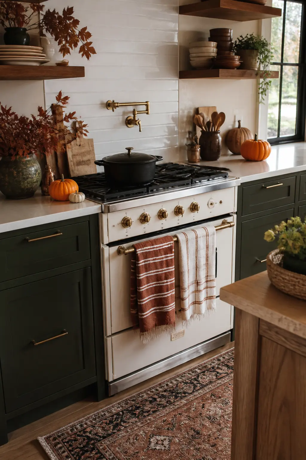 Cotton Tea Towels in Rust and Cream