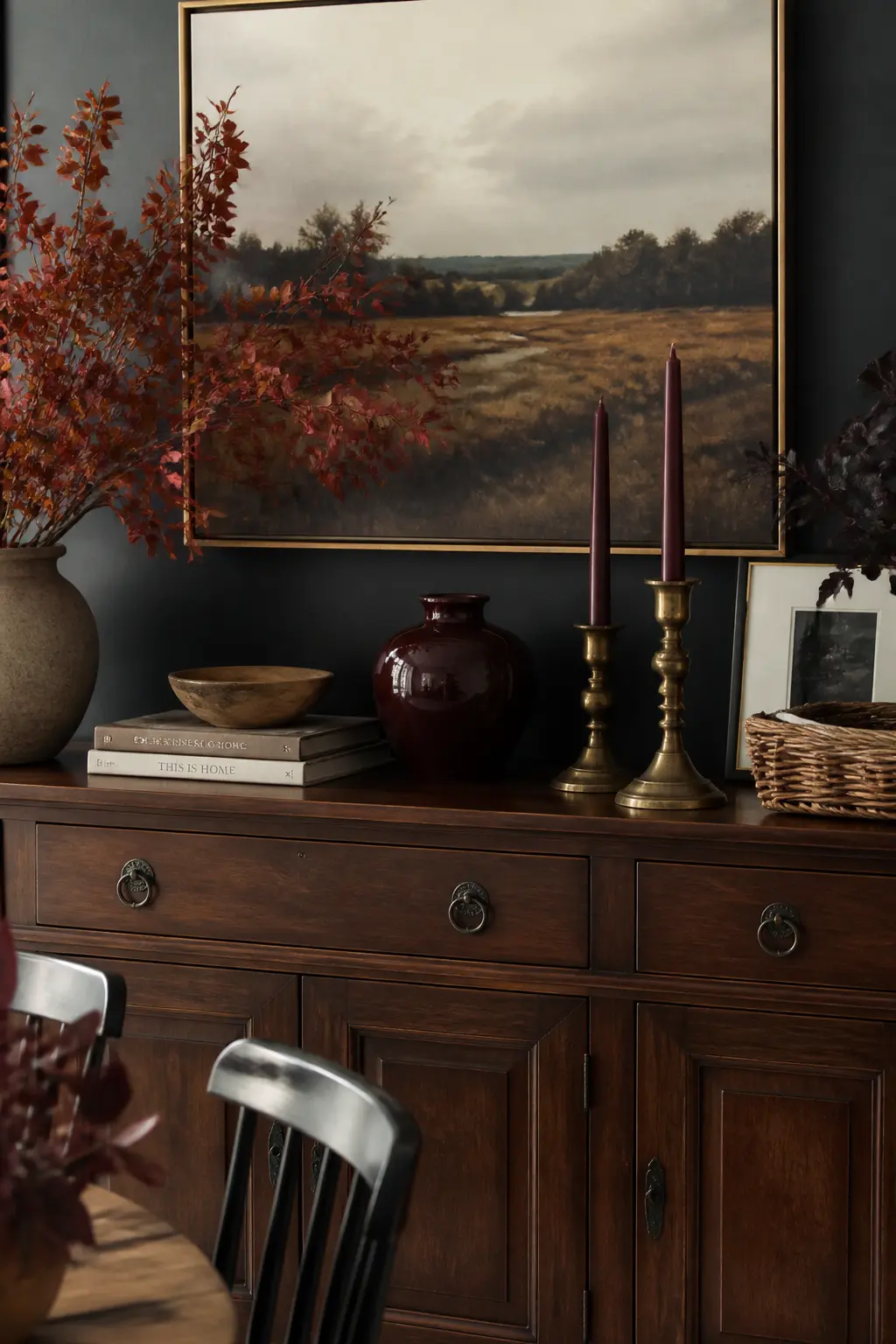 Deep Wine and Brass Accents Replacing the Usual Bright Orange