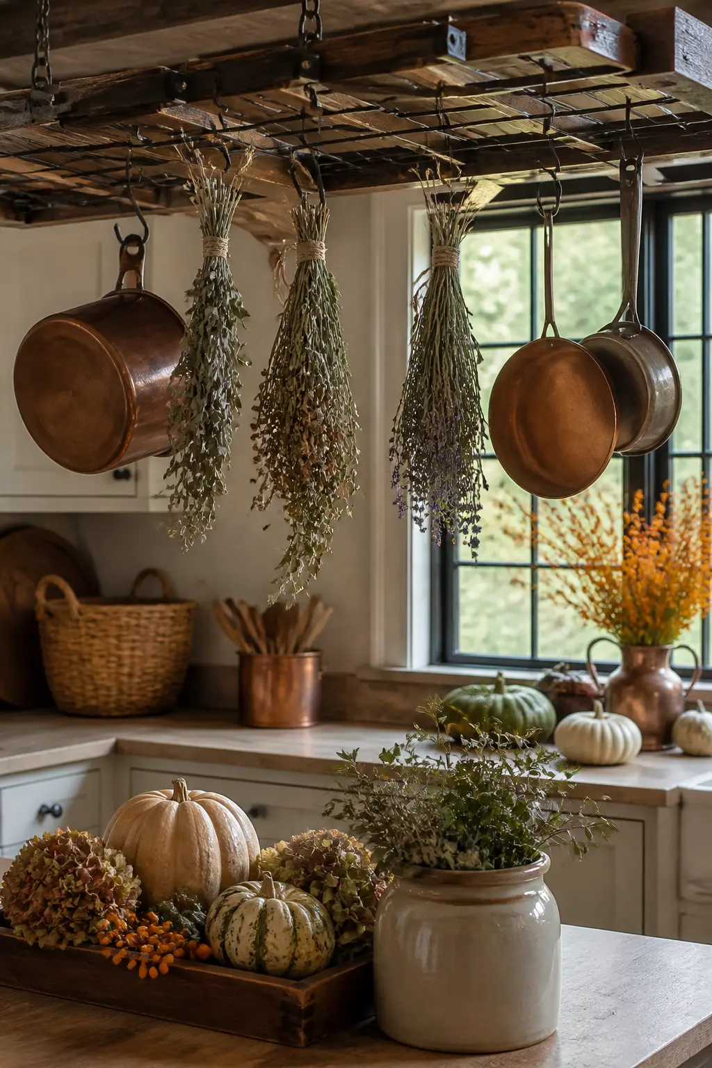 Dried Herb Bundles Hung from the Rack