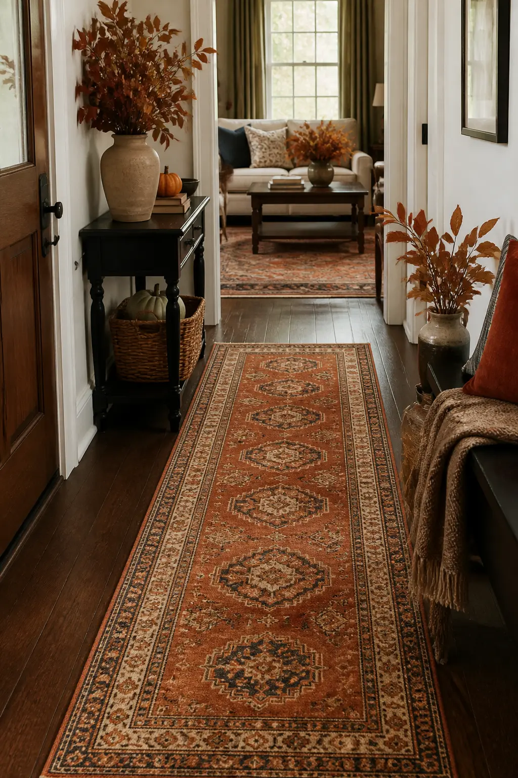 Runner Rug in a Warm Rust Pattern