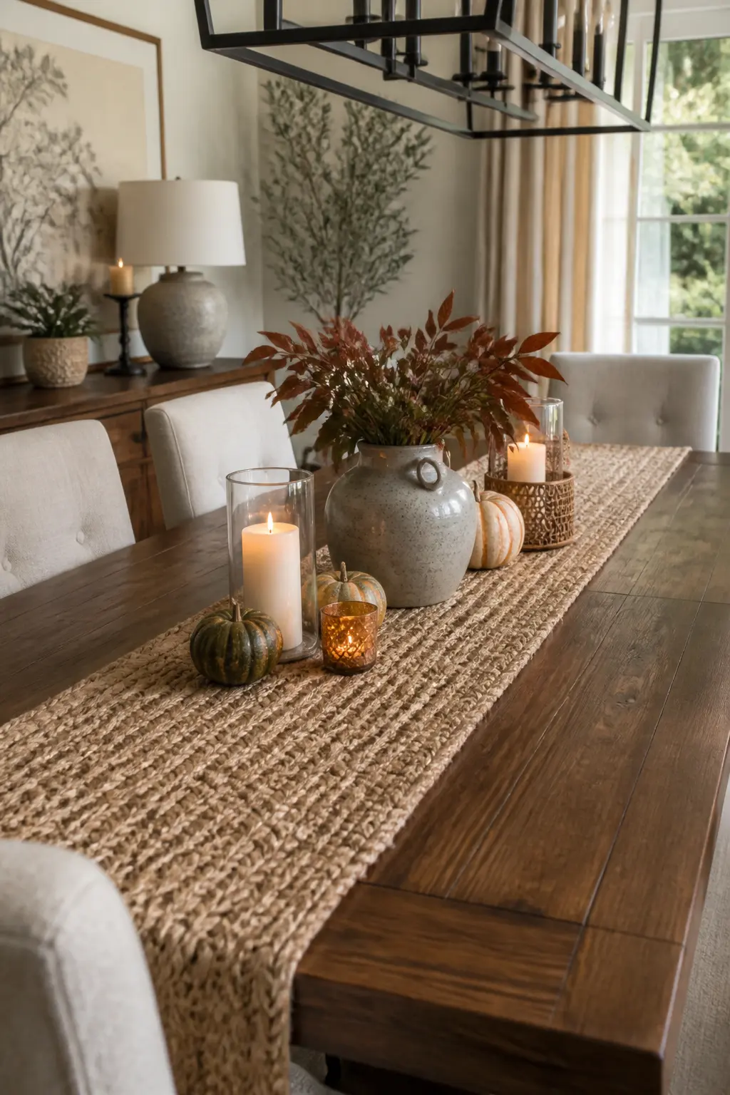Woven Jute Runner Down the Table Center