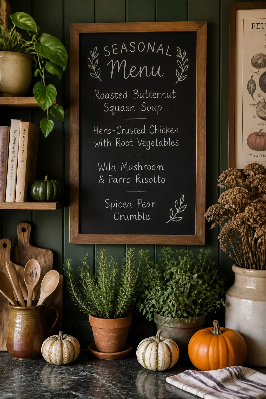 Chalkboard with a Handwritten Seasonal Menu