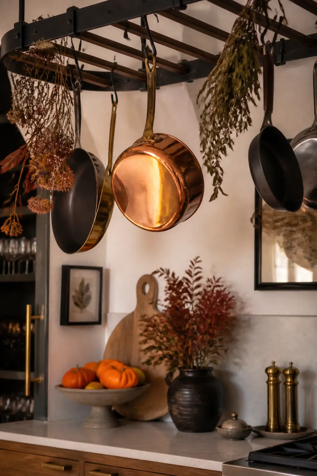 Copper Pot Hung on a Rack as Decoration