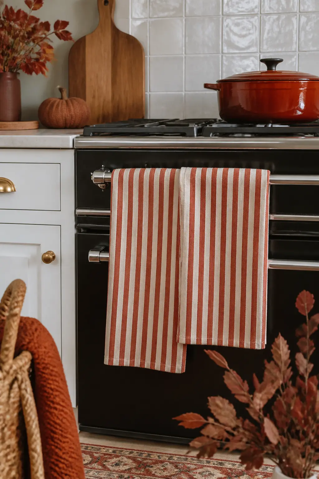 Cotton Tea Towels Swapped to Rust and Cream