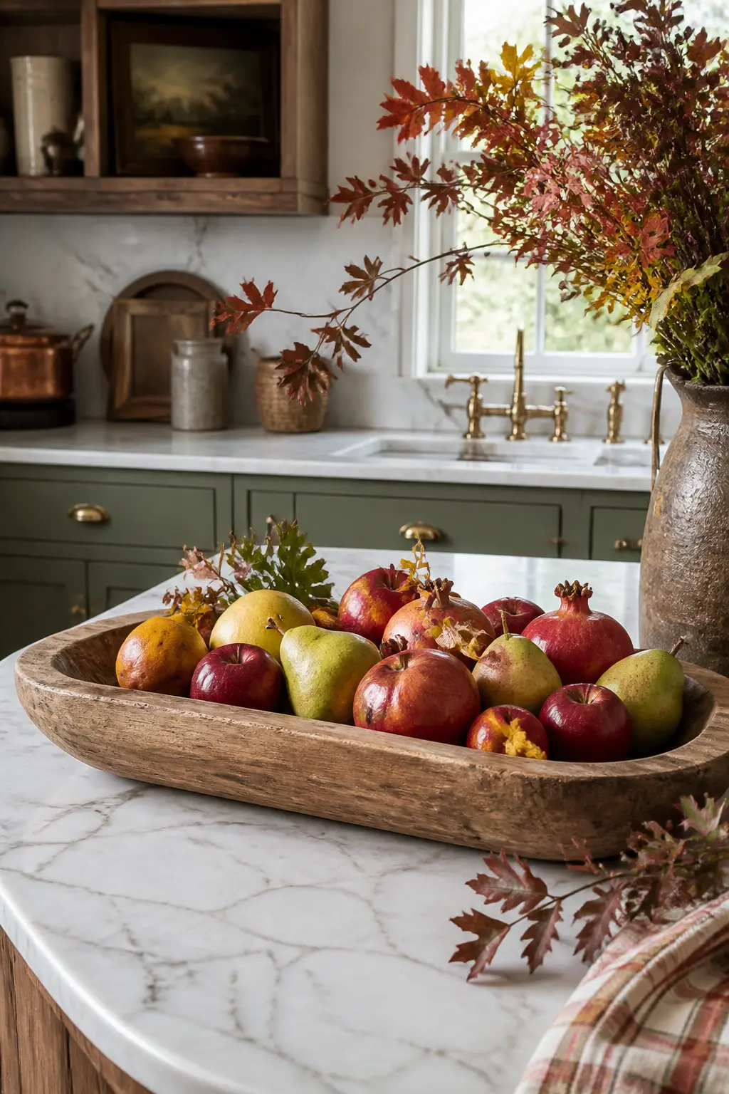 Fruit Bowl Swapped for a Shallow Wooden Dough Bowl