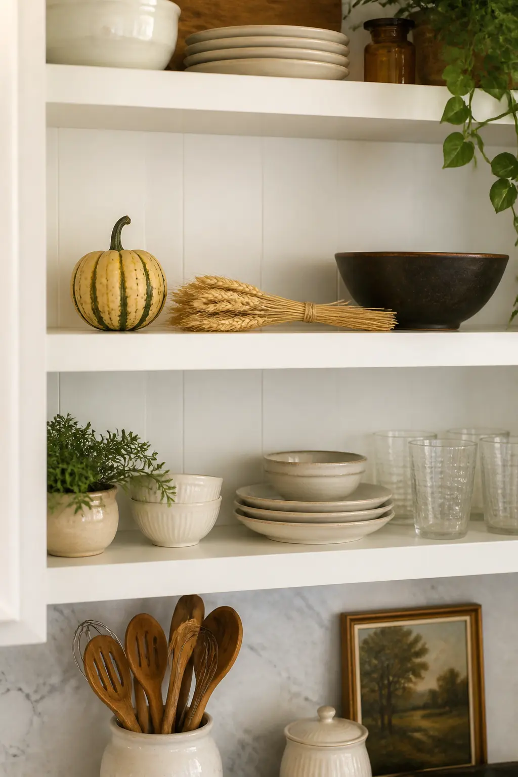 One Open Shelf Cleared and Restyled for Autumn Only