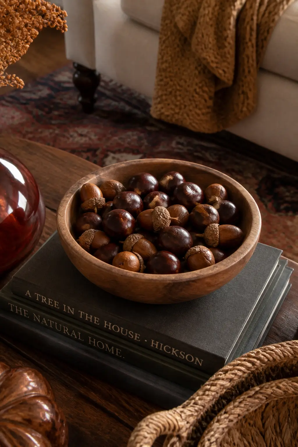Add a Wooden Bowl of Chestnuts or Acorns
