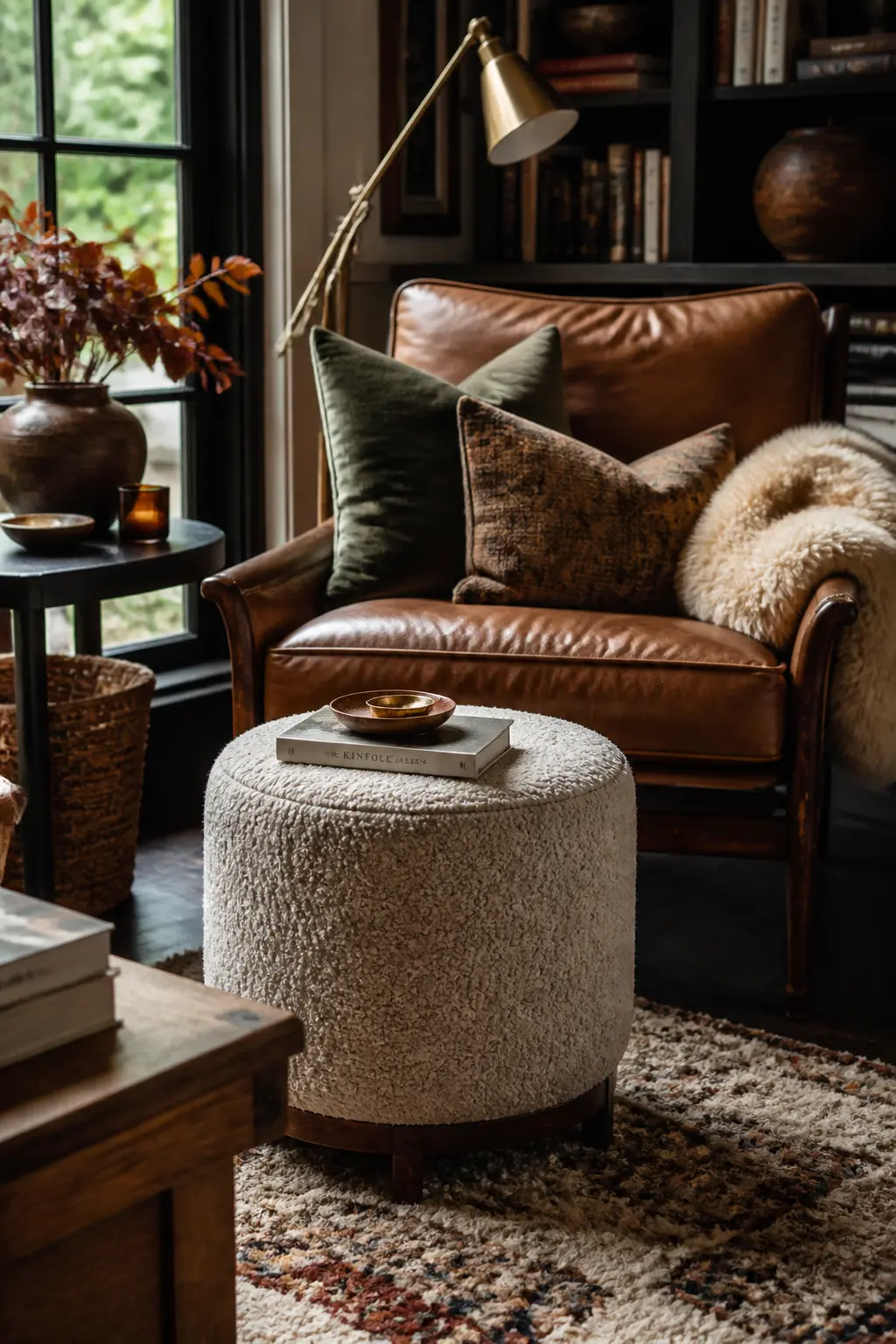Bring in a Footstool With a Textured Cover