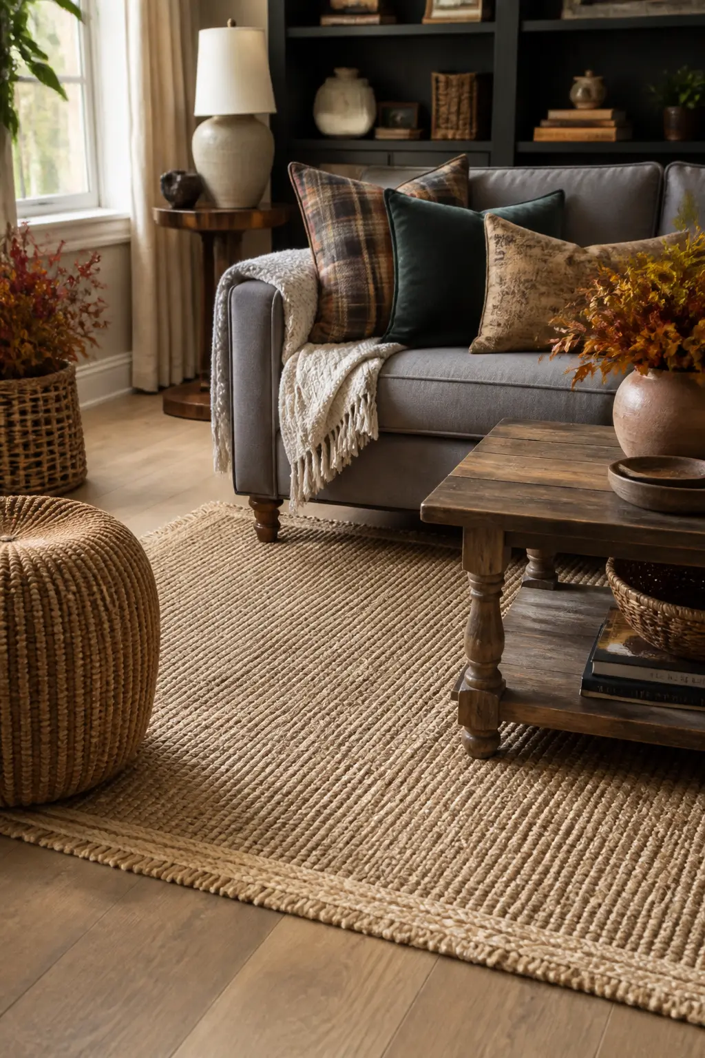 Layer a Wool or Jute Rug Over the Existing Floor
