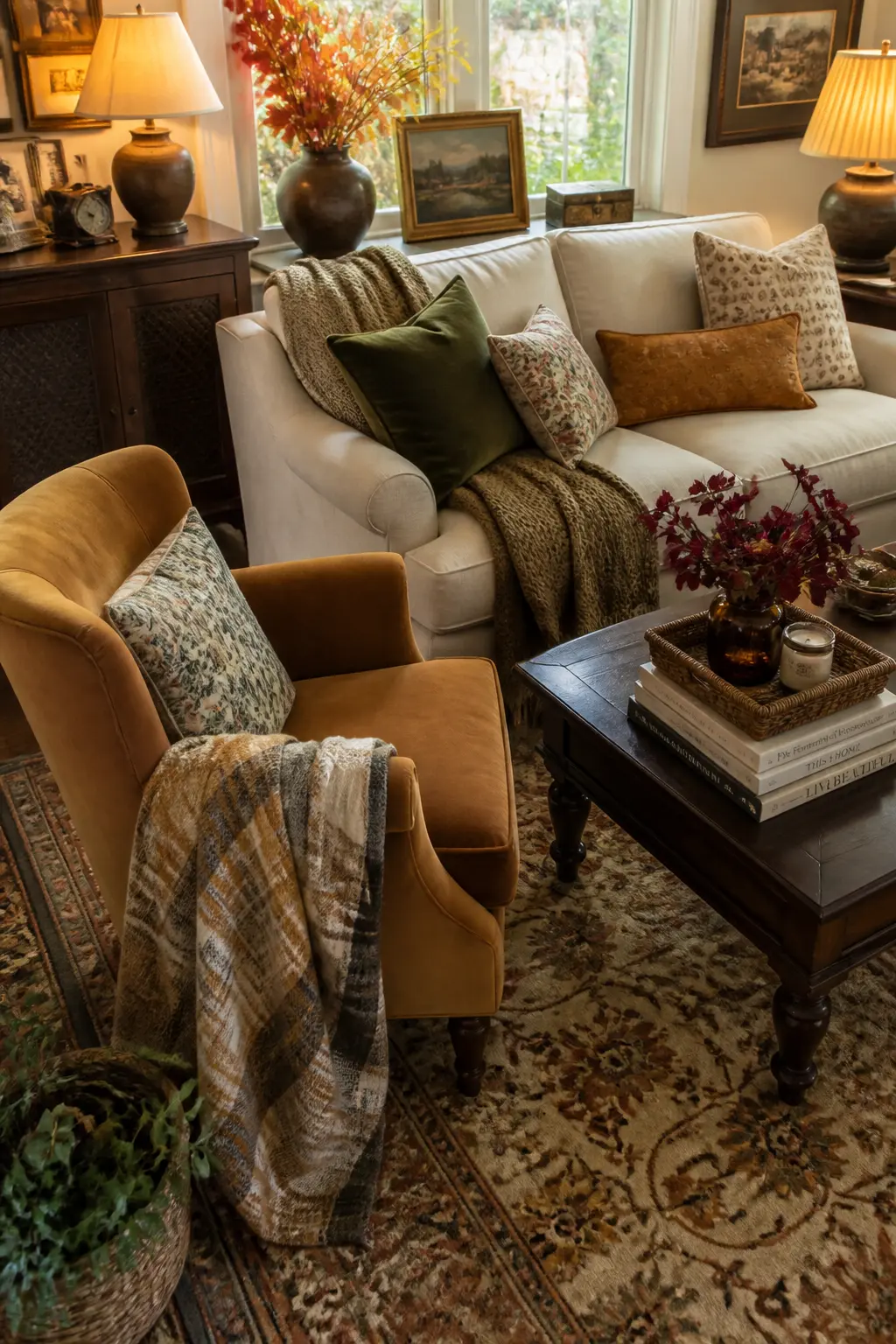Move a Warm-Toned Armchair Into the Main Seating Group