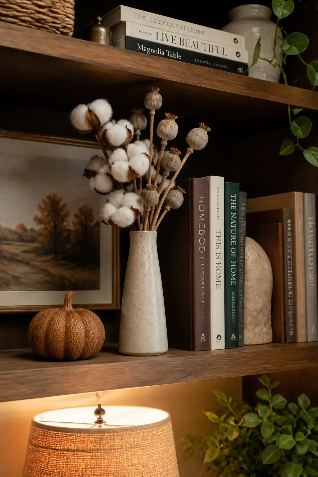 One Dried Arrangement Kept at Eye Level on a Shelf
