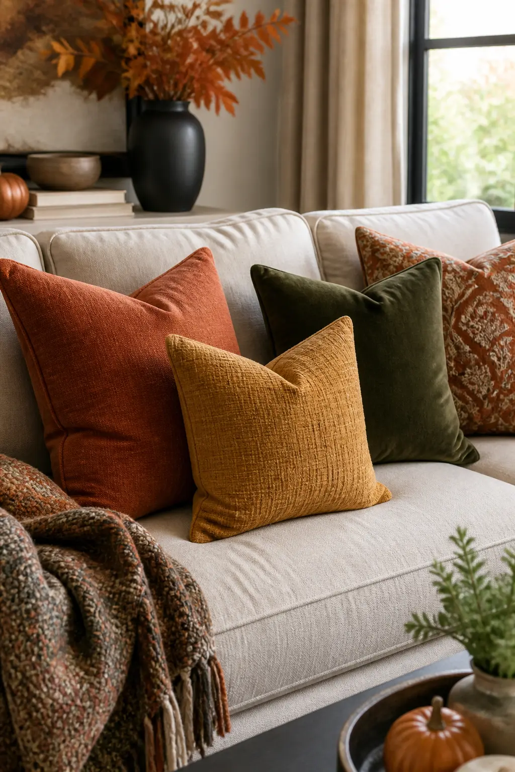 Swap All Throw Pillow Covers to Autumn Tones