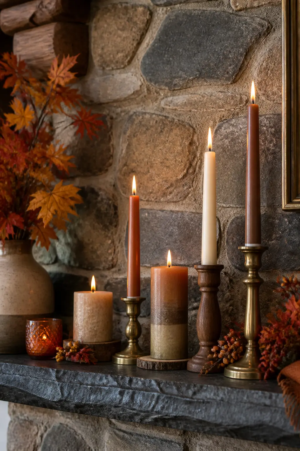 Five Candles Stepped Low to Tall