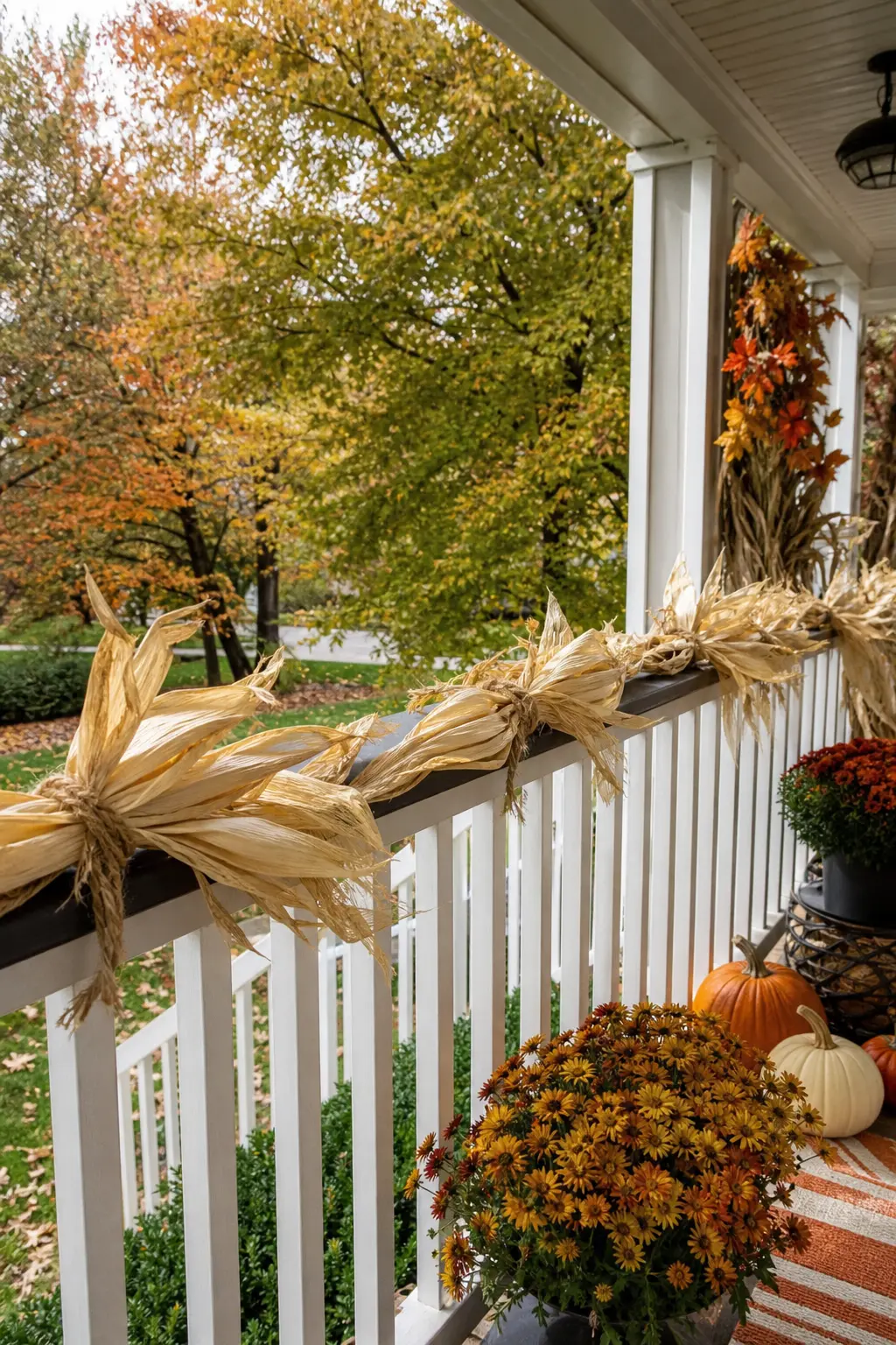 Cornhusk Garland Along the Railing Top