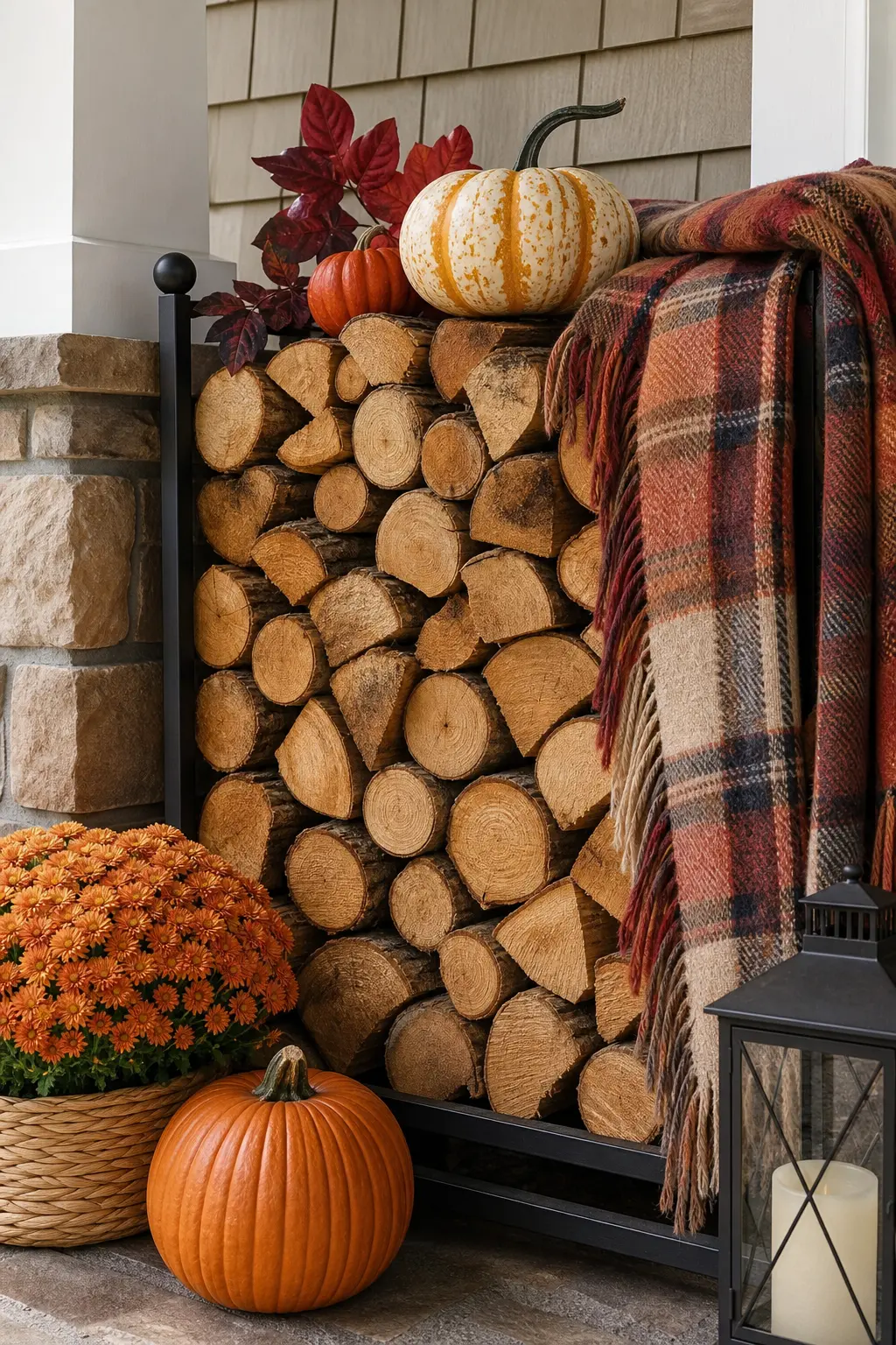 Firewood Stacked Neatly as a Decorative Element