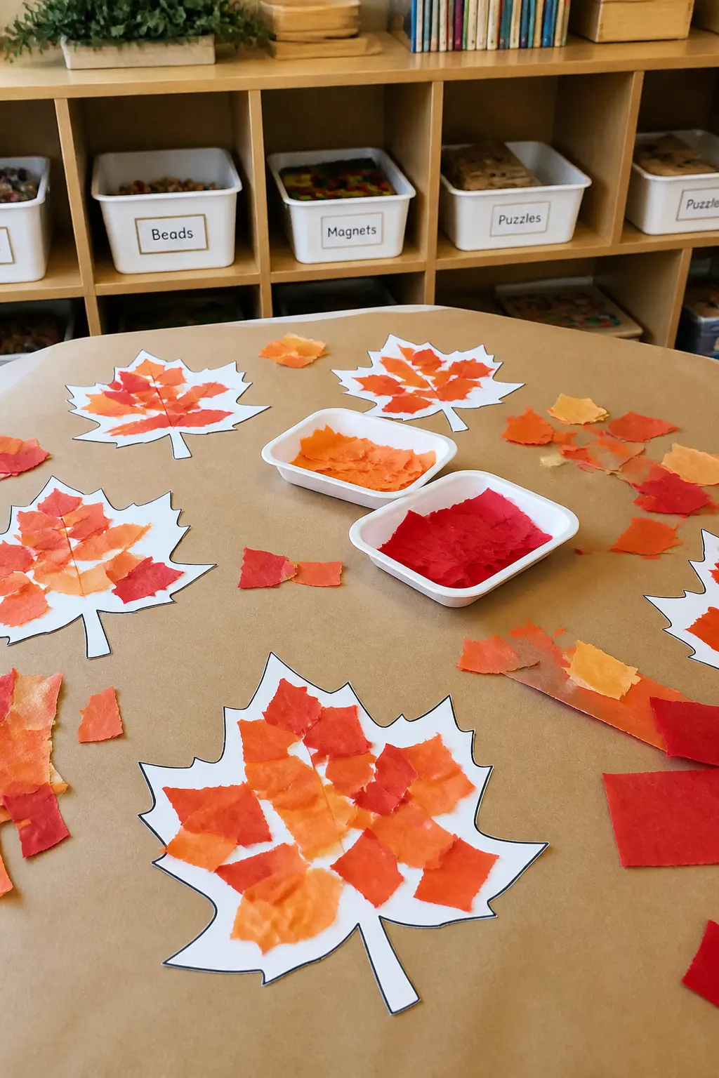 Torn Paper Leaf Collage