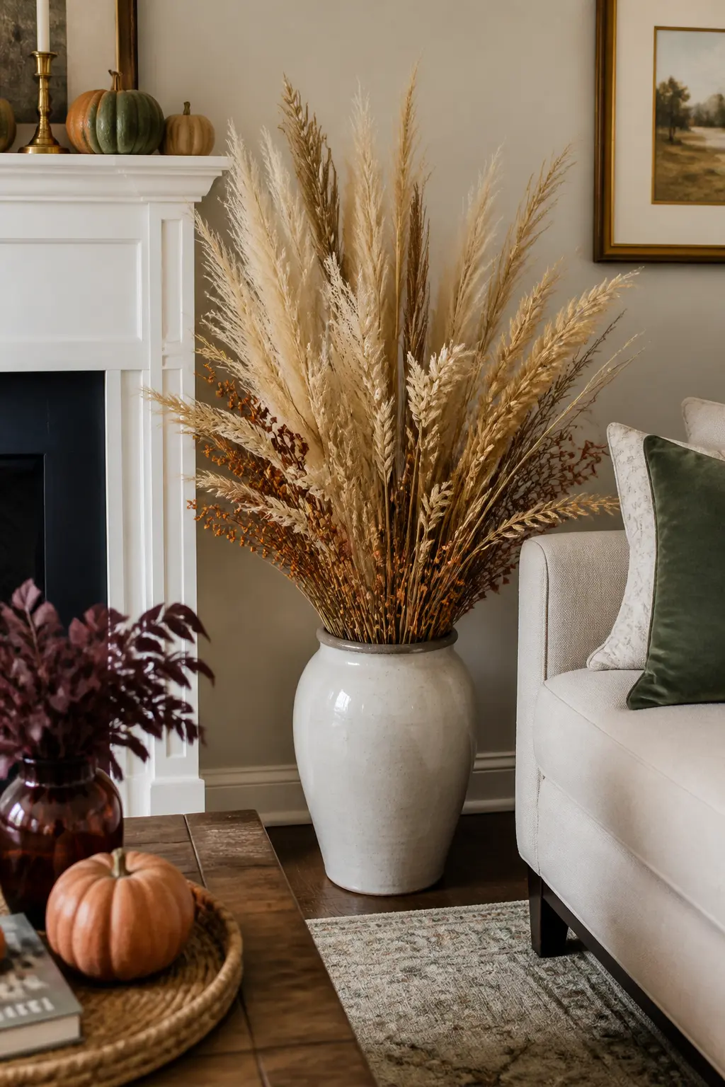 Add One Large Dried Arrangement Instead of Several Small Ones