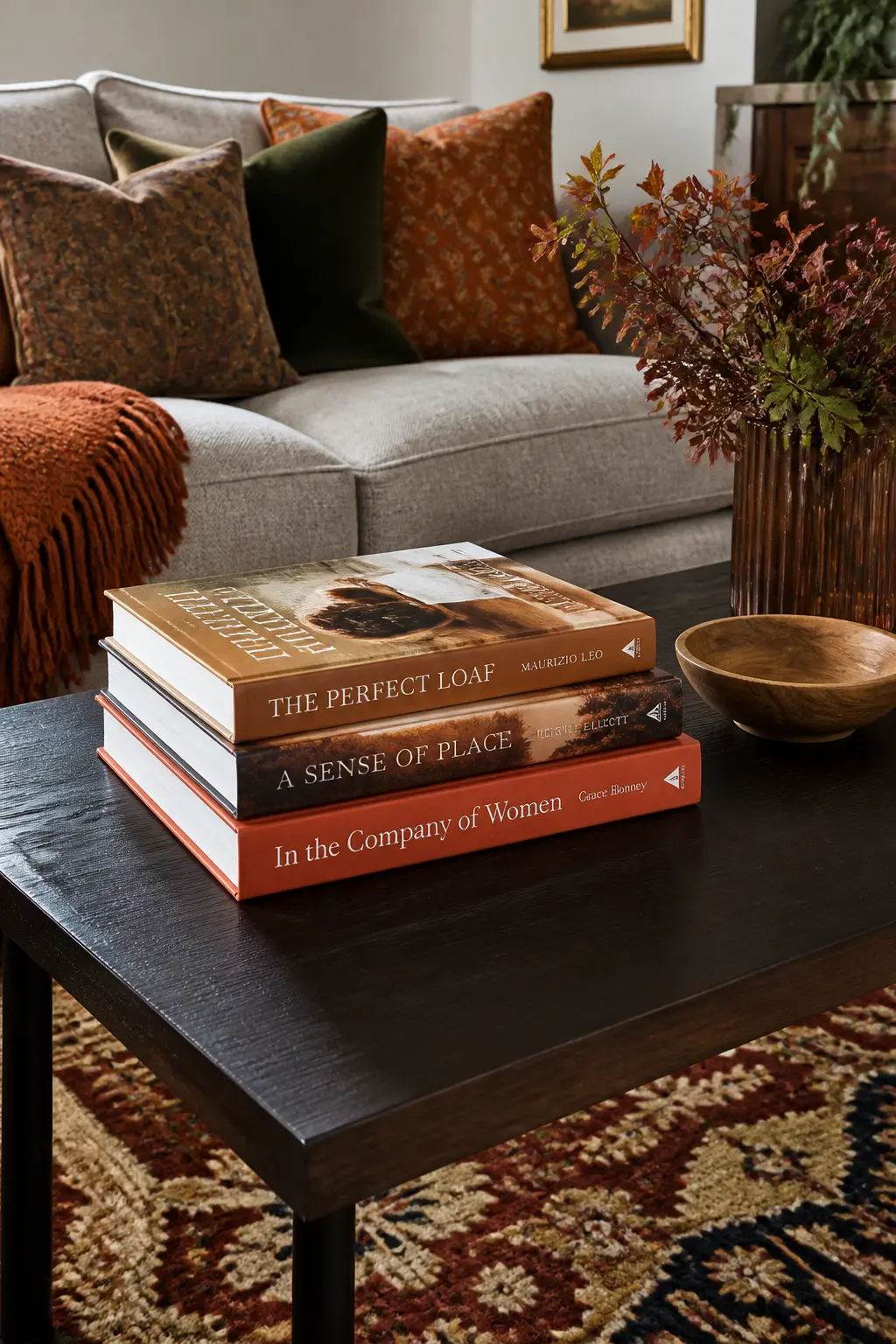 Change Out the Coffee Table Books for Warm-Toned Covers