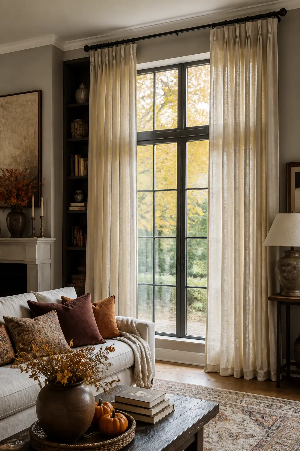 Curtain Rod Raised Higher to Make the Room Feel Taller as Light Drops