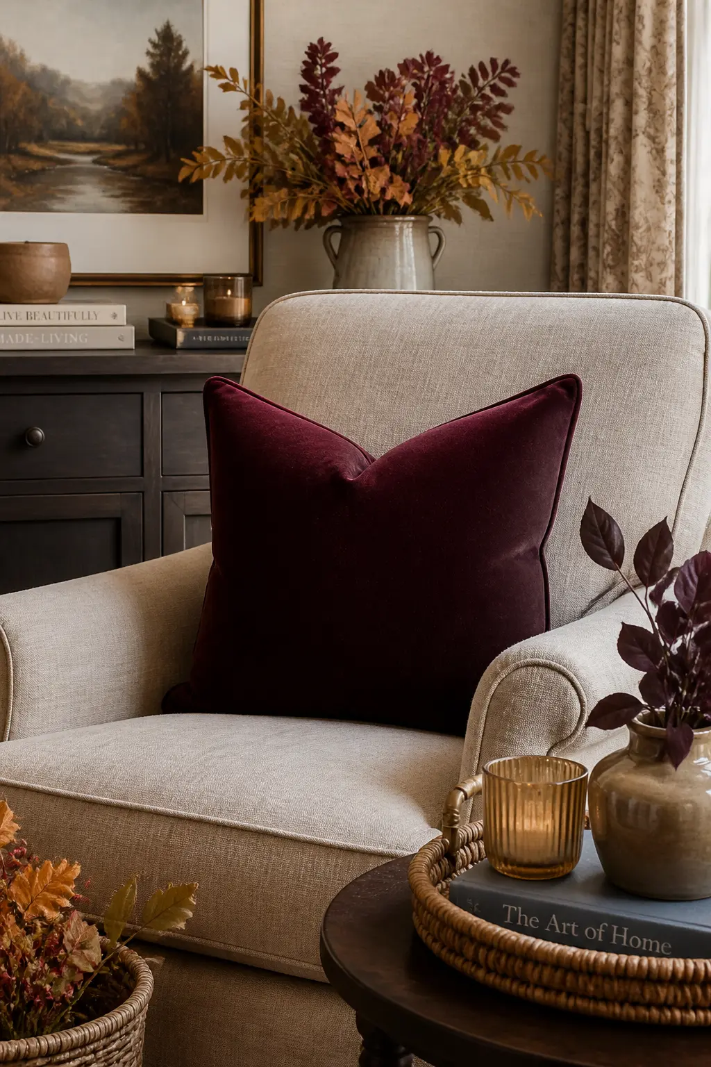 Deep Wine Accent Introduced in One Place Only