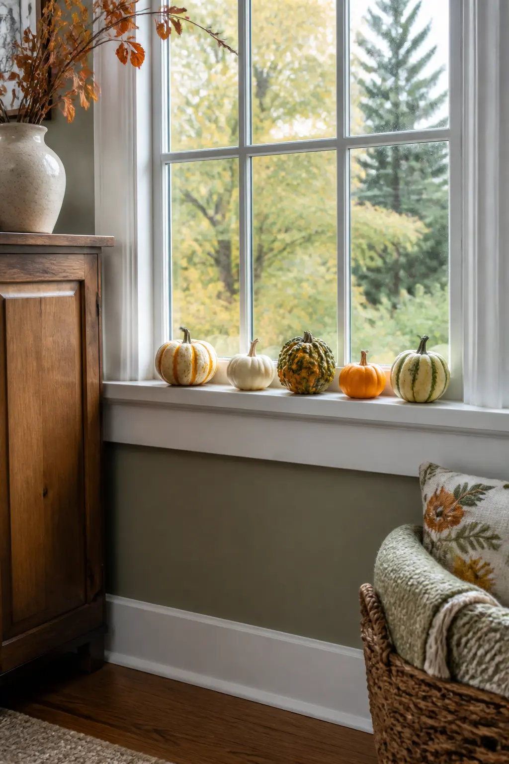 Line the Windowsill With Small Pumpkins or Gourds