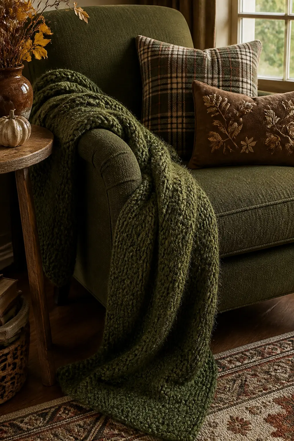 One Textured Throw Left Visibly Draped Rather Than Folded Away