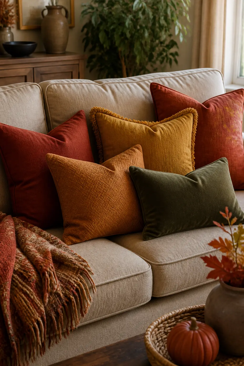 Swap Every Throw Pillow Cover to Autumn Tones at Once