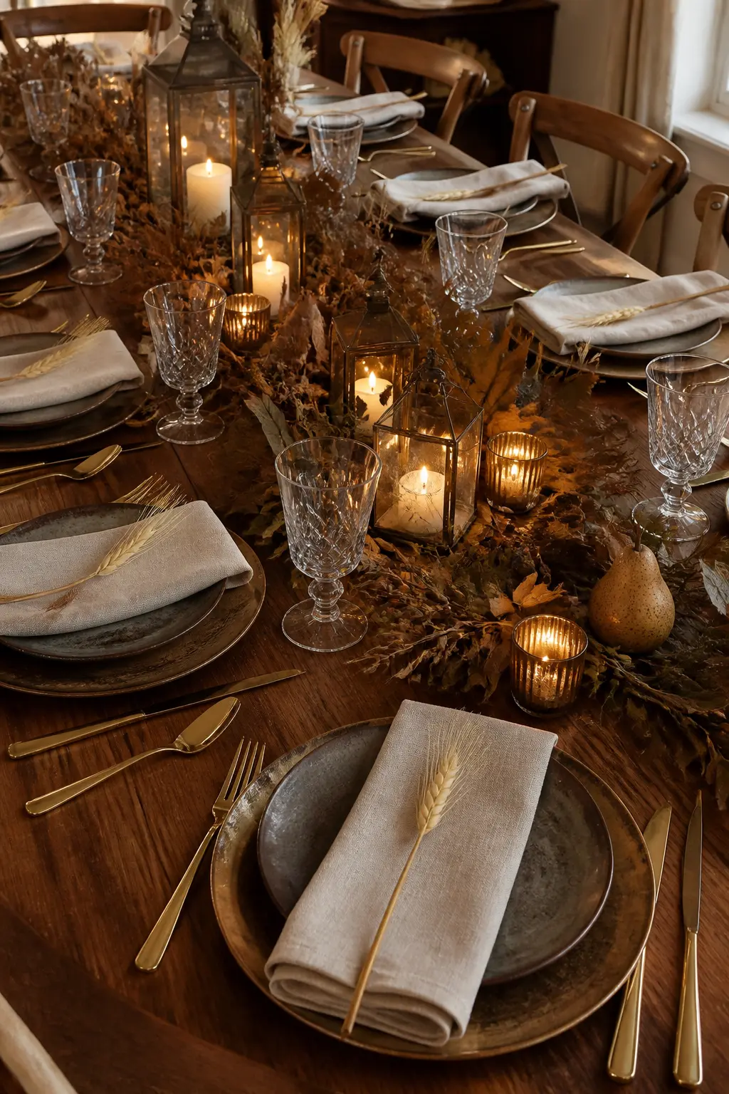 Barley Stems Laid Across Each Folded Napkin