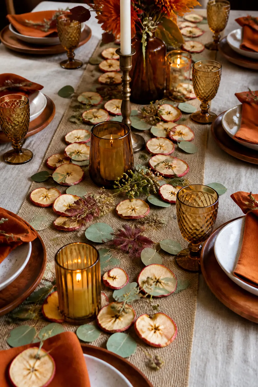 Dried Apple Rings Scattered Along the Runner