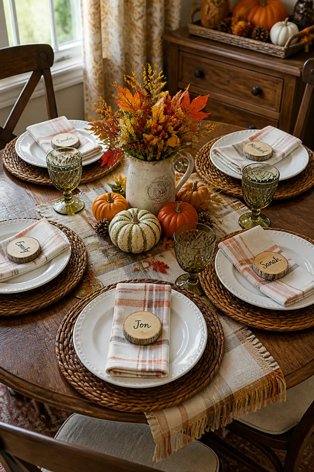 Place Cards on Small Wooden Slices