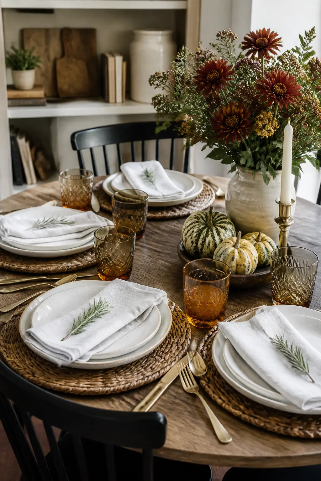 Single Sprig of Rosemary Tucked Into Each Napkin Fold