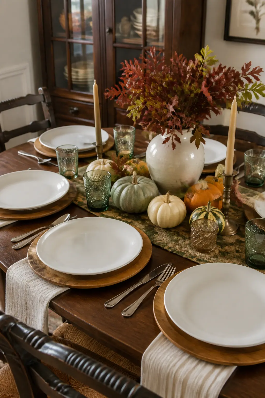Wooden Charger Plates Under the Everyday Dishes