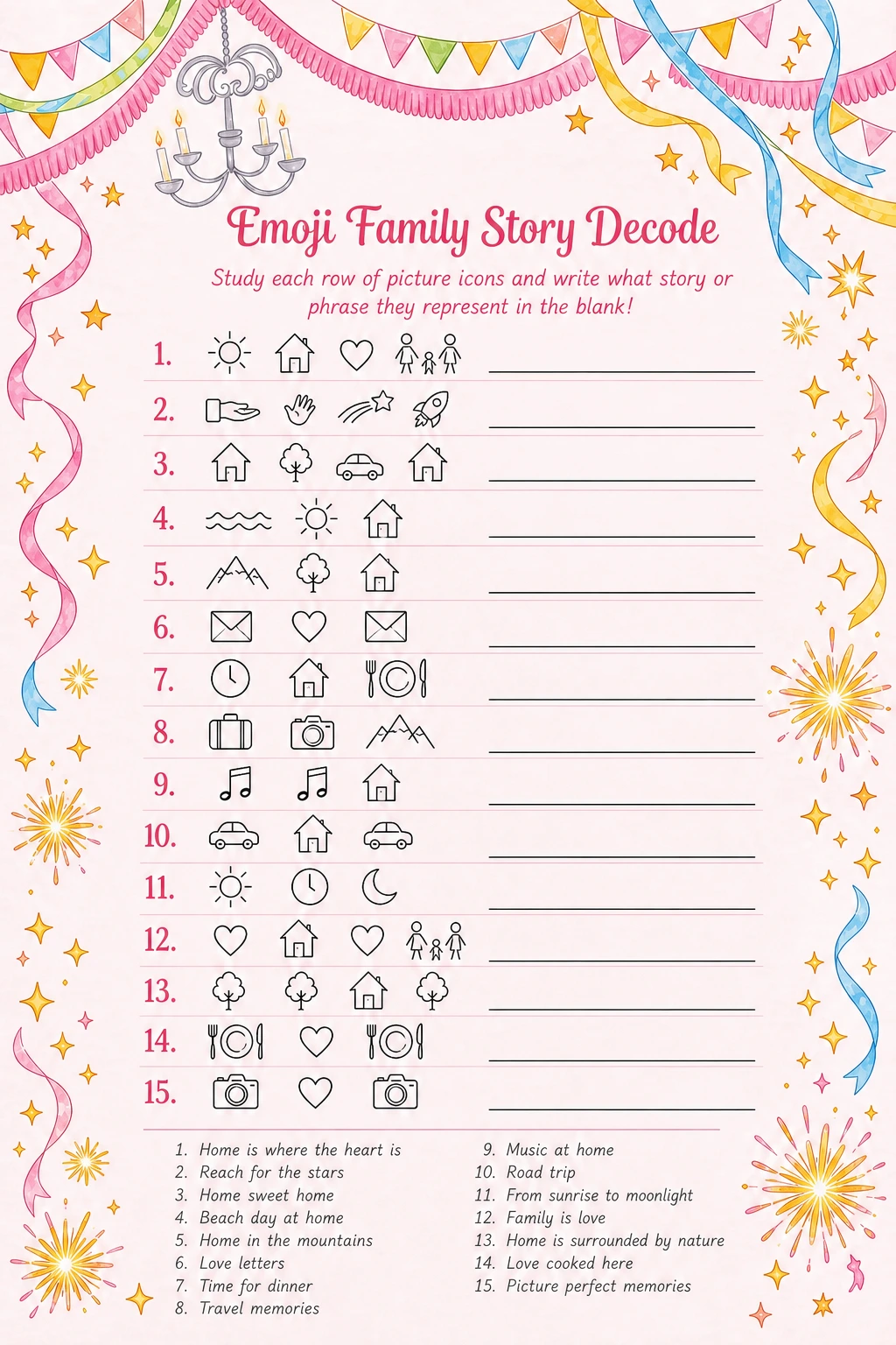 Emoji Family Story Decode printable