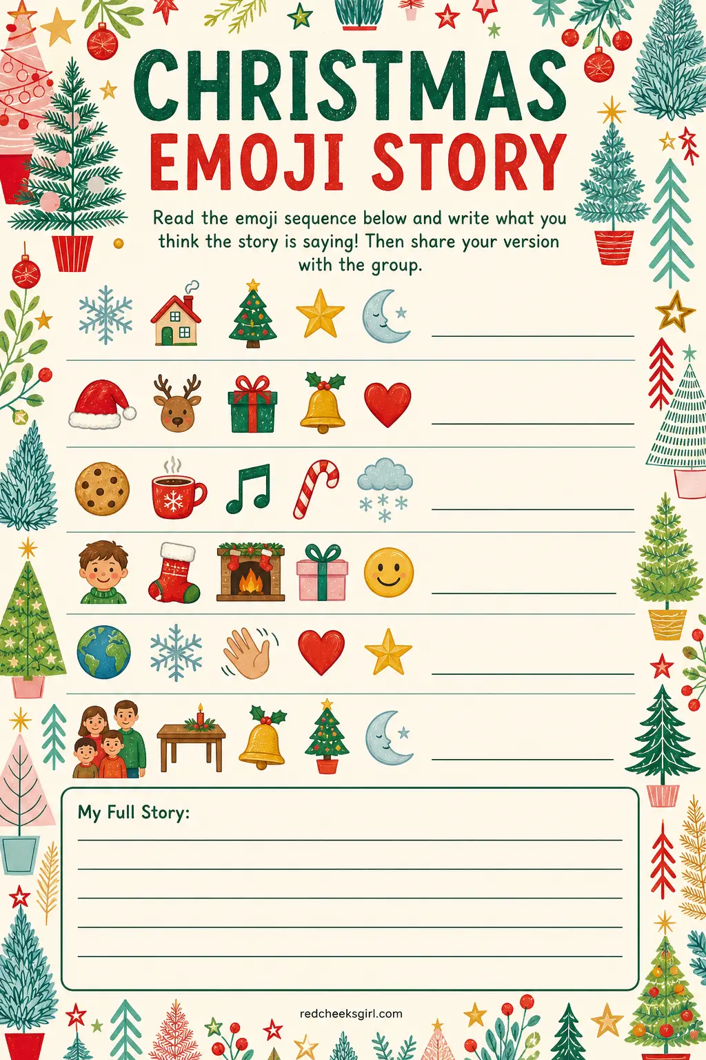 Christmas Emoji Story printable