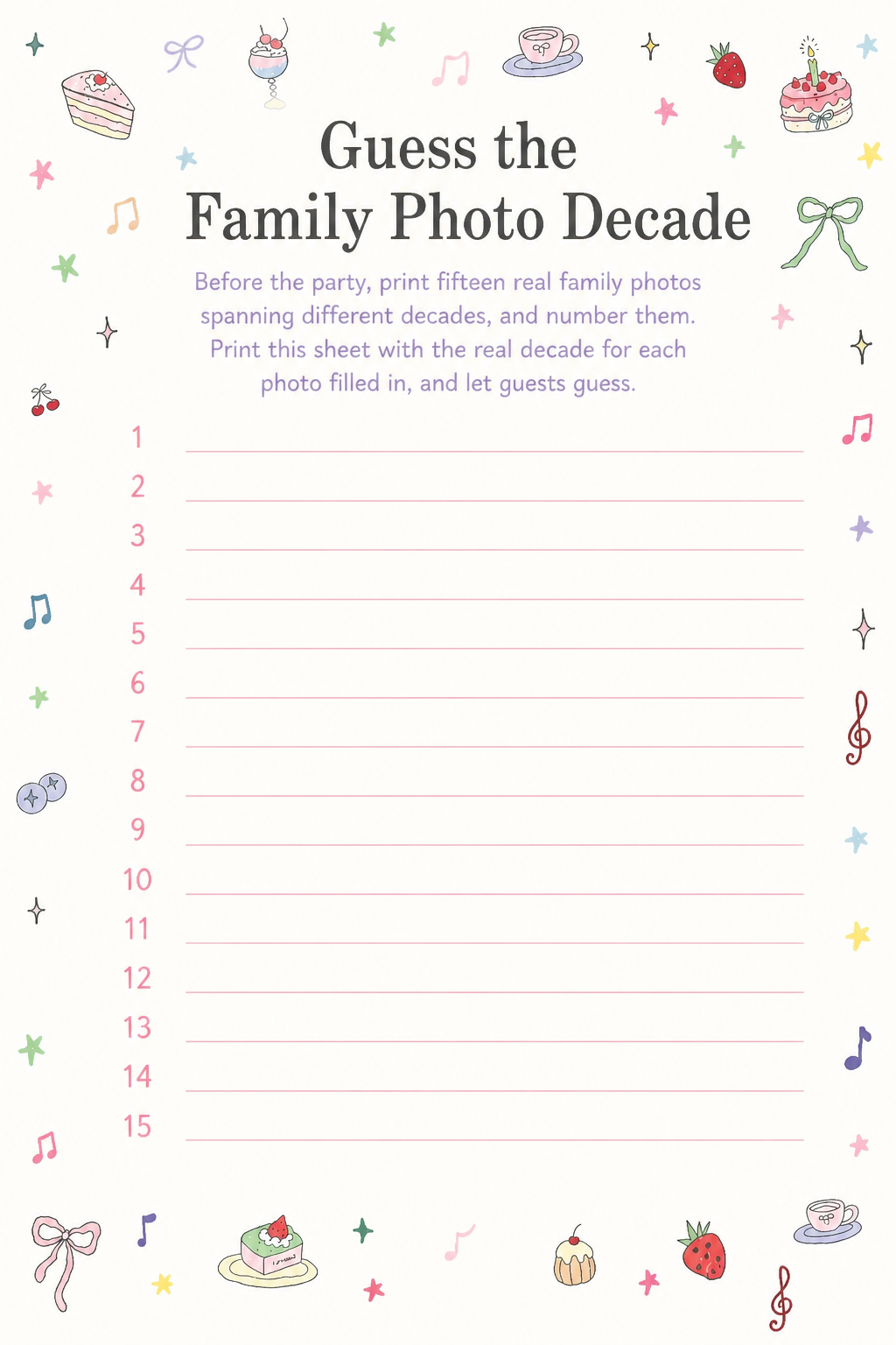 Guess the Family Photo Decade printable