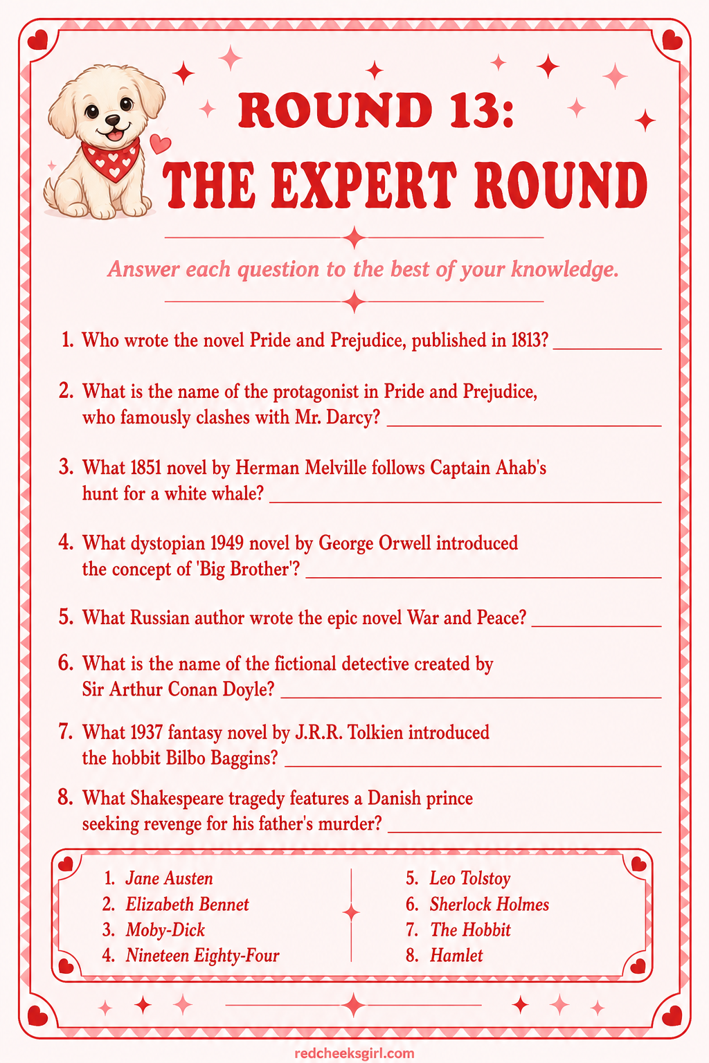 The Expert Round Cards printable